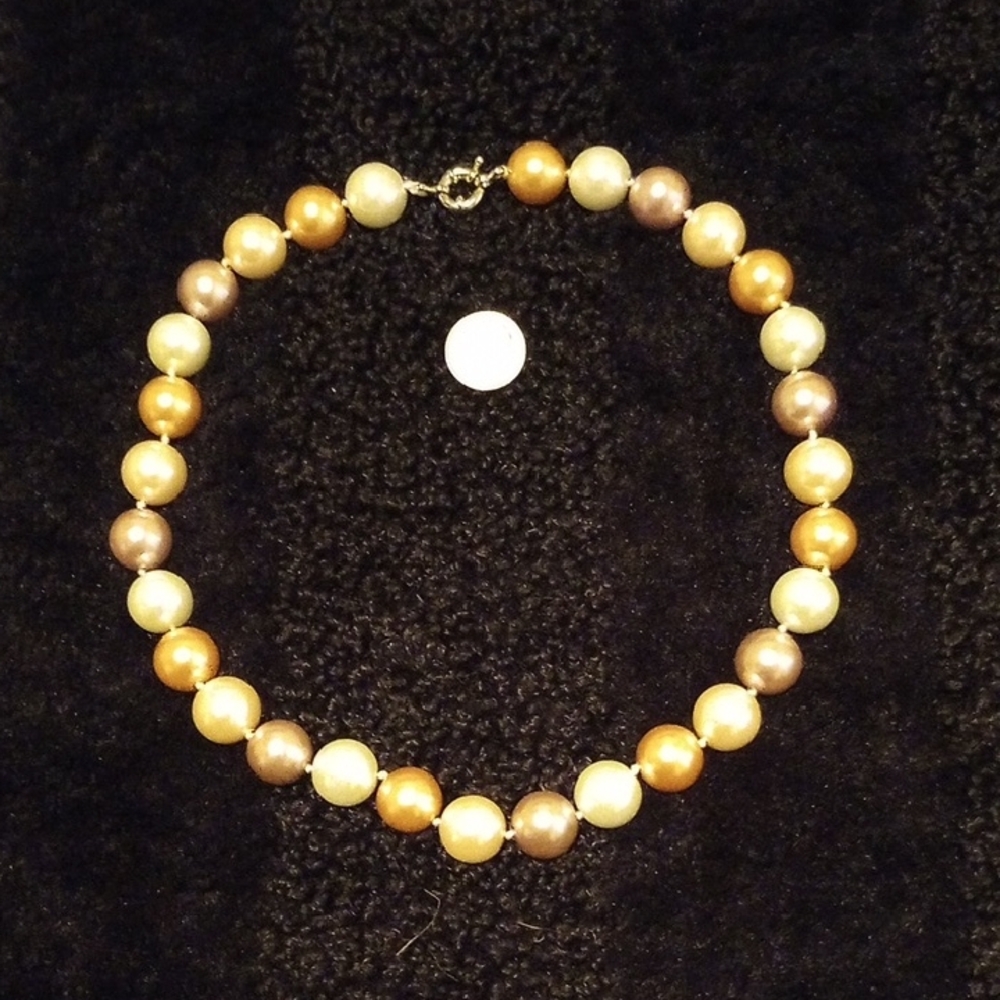 MAXI - 14mm - PEARL NECKLACE; 18inches LENGTH - MULTI-COLOR --- NATURAL..